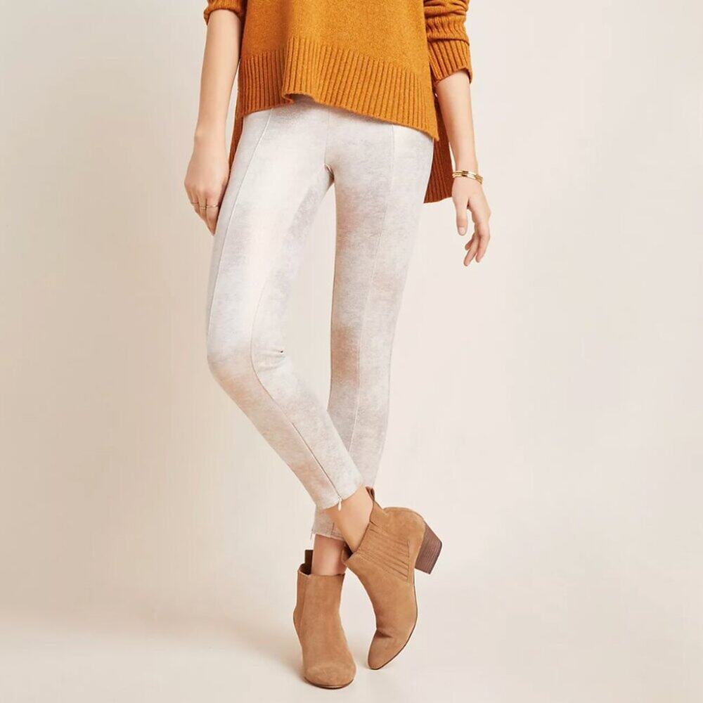 Anthropologie Sueded Metallic Skinny Ankle Zip Leggings Size 29